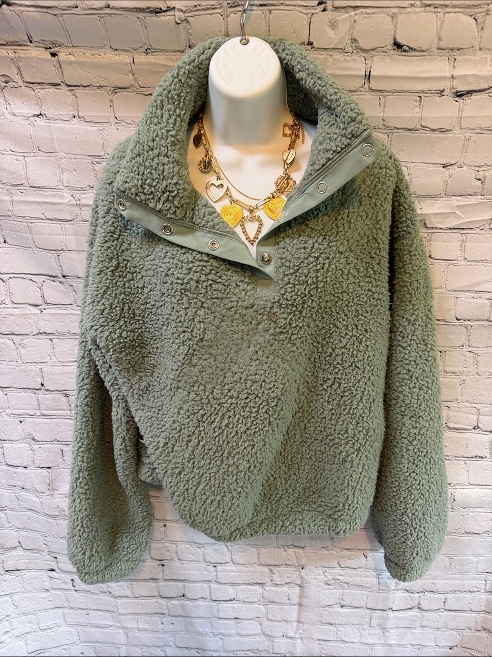 SO Plush Teddy Pullover Jacket in Sage Green